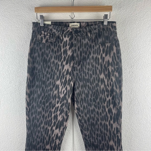 L’AGENCE Paris l 31 Marguerite Leopard Print High Rise Skinny 30” Stretch Jeans - Picture 2 of 15